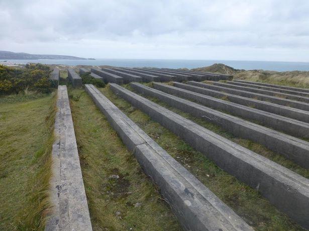 Building platforms on the summit of New Nitro Hill where nitroglycerine was made. This was the danger area of the factory Building platforms on the summit of New Nitro Hill where nitroglycerine was made. This was the danger area of the factory